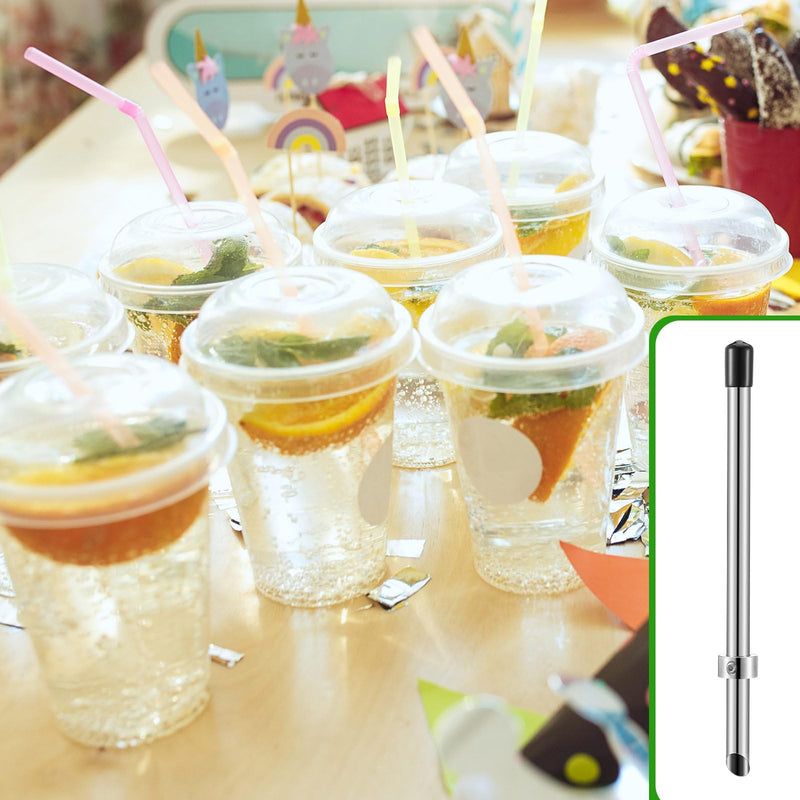 [Australia - AusPower] - Lasnten 1 Pack Straw Puncher for Plastic Lids Lemonade Cups, Stainless Steel Straw Hole Puncher Punching Tools for Cafe Drinks Deli Container Fresh Squeezed Lemonade Stand Supplies (8.7 Inch,Black) Black 8.7 Inch 