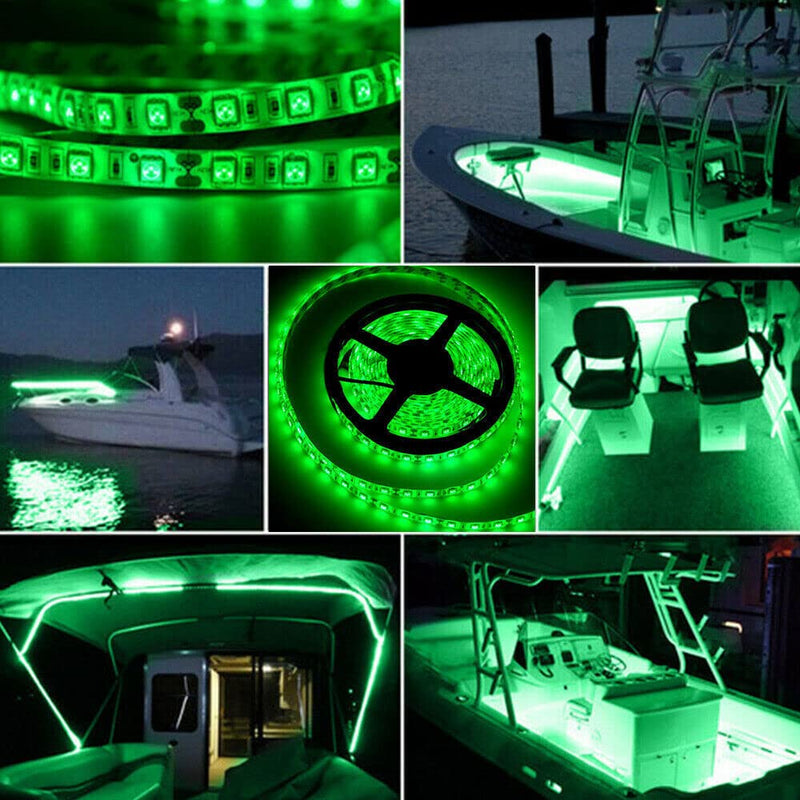 25FT LED Boat Lights, Waterproof Marine Pontoon Led Strip Lights, Boat Deck Interior Light, Boats Accessories, Under Gunnel Lighting, Night Fishing Light for Pontoon Fishing Boats (Green) Green (25FT)