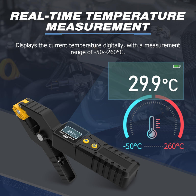 [Australia - AusPower] - HVAC Digital Thermometer,LM55 HVAC Digital Temp Clamp for Heating and Cooling Systems,HVAC Thermometer with Real-Time Temp Measurement,Data Waveform Display,Measurement Range of -50~260℃ 