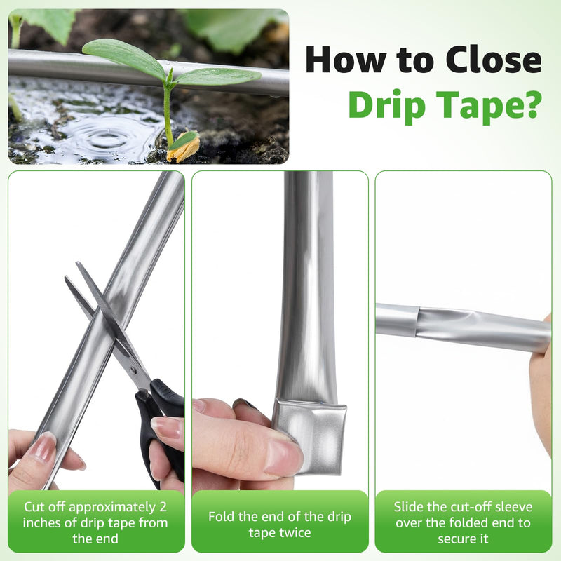 500FT 5/8" Drip Tape Irrigation, 16 Mil Heavy Duty with 6" Emitter Spacing, Silver Reflective Drip Tape Resistant to Pecking & Biting, Heat-Safe for Seedlings, Ideal for Garden Farm Greenhouse Patio 500FT 16MIL