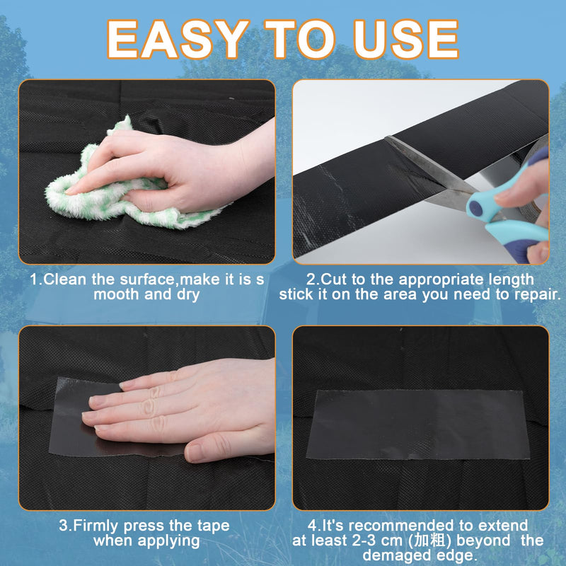 RV Awning Repair Tape for Tarp, 3.15" x 32.8FT Waterproof Outdoor Repair Tape for Canvas, Tent, Umbrella, Sail Tape, Tear Repair Patch Kit, Heavy Duty, Anti-UV, Black