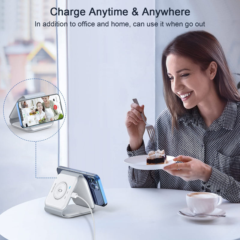 [Australia - AusPower] - Wireless Charger 3 in 1,RTOPS Magnetic Travel Wireless Charging Station Multiple Devices,GaN 3 in 1 Charging Station,Compatible for iPhone15/14/13/12/Pro/Max,iWatch,AirPods 3/2/Pro(Adapter Includes) white 