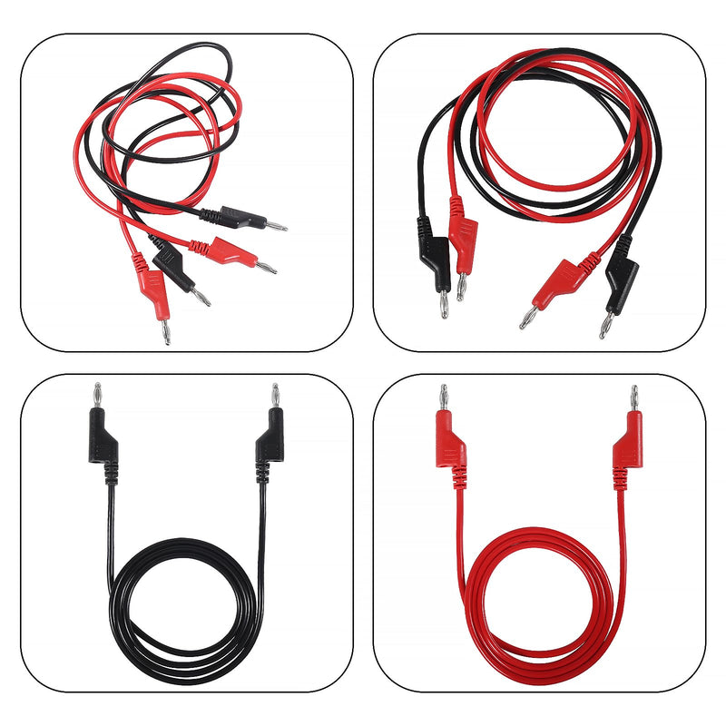 [Australia - AusPower] - 2PCS Stackable 4MM Banana to Banana Plug Test Leads Banana Plug Test Cables 1m/3.28ft for Electrical Testing Multimeter(Red+Black) 2pcs 