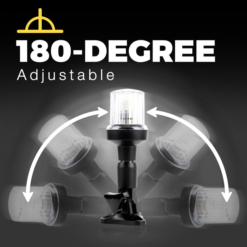 EVERBEAM P600 Adjustable Stainless Steel Anchor Light for Fishing Boats and Marine Vessels - Gives 360 Degree Visibility for 3 Nautical Miles - Weatherproof Fold Down 36pc LED inc. Fittings and Manual 6 Inch