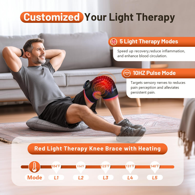 [Australia - AusPower] - RELEXNOW Red Light Therapy for Knee with Heat & Vibration Massage, Extension Band, Wireless Controller, 660nm&850nm Near Infrared Light Therapy Heated Device for Knee/Elbow/Shoulder Purple 