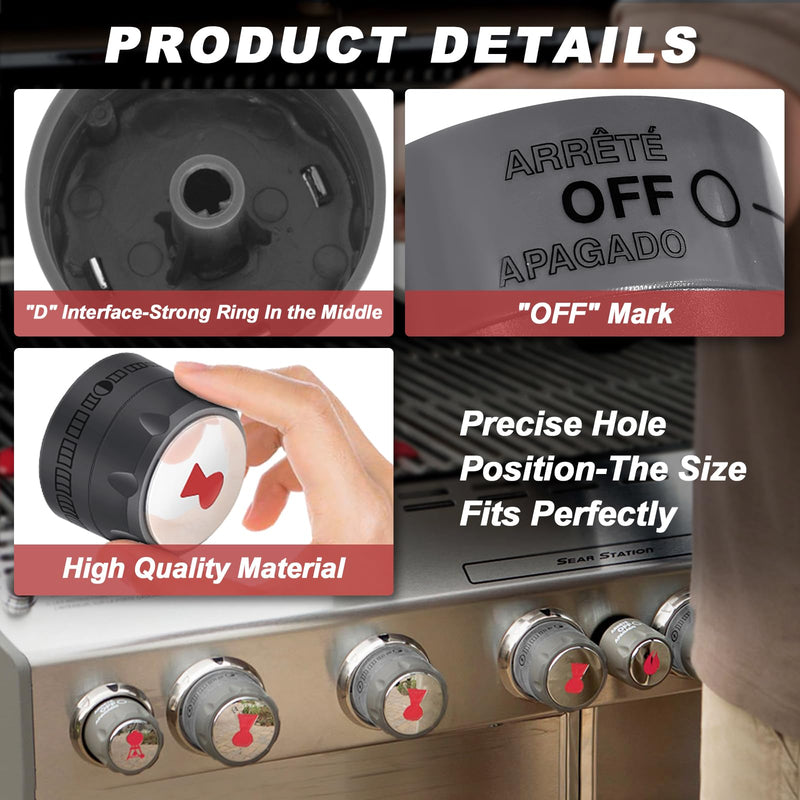 [Australia - AusPower] - 2025 Upgraded 91538 Gas Control Knobs - 4 Pack, Compatible with Weber Summit 400/600 Grills (2012+), Fits E-470/670, S-460/470/660/670, Lighted Control Knobs 