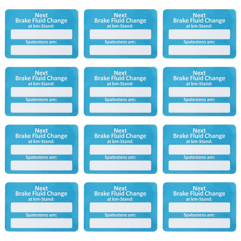 250Pcs Car Customer Service Stickers 60x40mm Text: Next Brake Fluid Change at, English Version