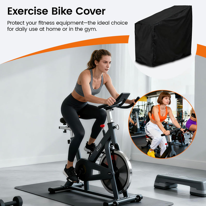 Exercise Bike Cover, Upright Indoor Cycling Protective Cover, Oxford Waterproof Fabric, Windproof, Dustproof, UV Resistant-for Peloton、Schwinn、NordicTrack，Ideal for Indoor and Outdoor Use (Black)