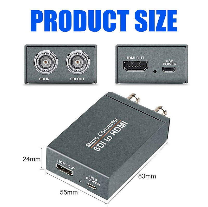 [Australia - AusPower] - SDI to HDMI Video Converter, 3G-SDI/HD-SDI/SD-SDI to HDMI (with Power Supply), 1080P Video and Audio Splitter, coaxial Cable Adapter, Support 1 Channel SDI Output SDI to HDMI Video converter 