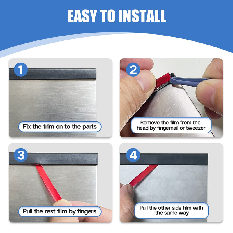[Australia - AusPower] - Rubber Edge Trim, Self-Adhesive Rubber Edge Trim, Edge Protector for Sheet Metal, EPDM Material, Fit 1/16"(1.6mm), Length 10Ft, Black Color, U Channel Edge Trim Fit 1/16"- L10‘ 