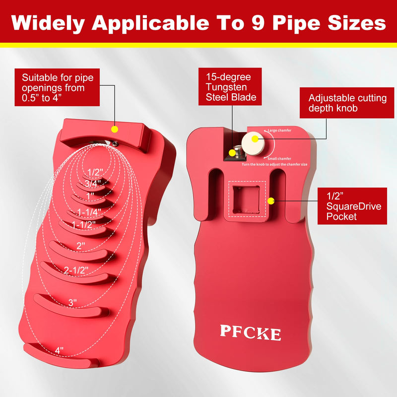 9-in-1 Adjustable PVC Pipe Deburring Tool for 9 Sizes: 1/2", 3/4", 1", 1-1/4", 1-1/2", 2", 2-1/2", 3", and 4",Professional Plastic Pipe Chamfer Tool for SCH40 PVC/CPVC/ABS Pipes