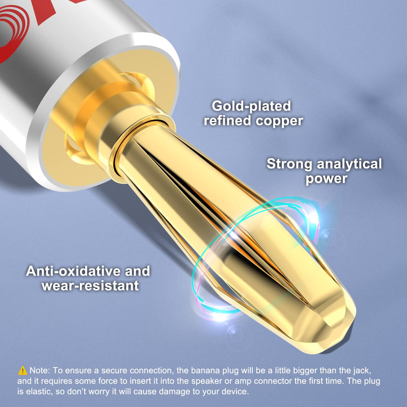 [Australia - AusPower] - VCELINK Speaker Banana Plugs 6 Pairs/12 Pcs, 24K Gold Plated Dual-Screw Type Speaker Connector for Speaker Wire, Home Theater, Wall Plate, Audio/Video Receiver and Sound Systems (Red+Black) 6 Pair 