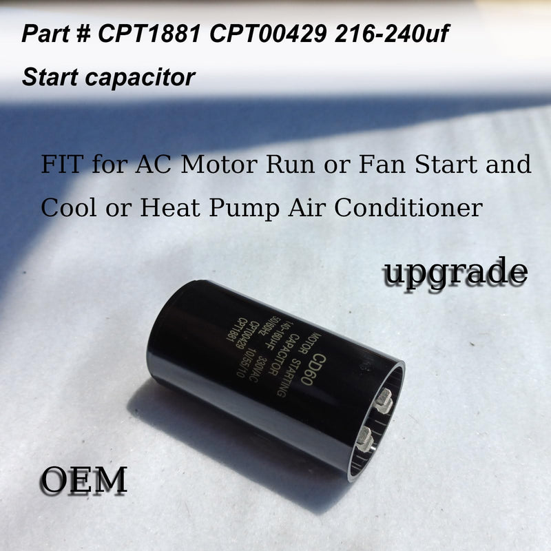 [Australia - AusPower] - Upgrade CPT00429 216-240 MFD 330 Volt Start Capacitor Replacement for Trane CPT1881 CPT00429, fit for American Standard Units,Heat Pump,Air Conditioning,AC Motors 