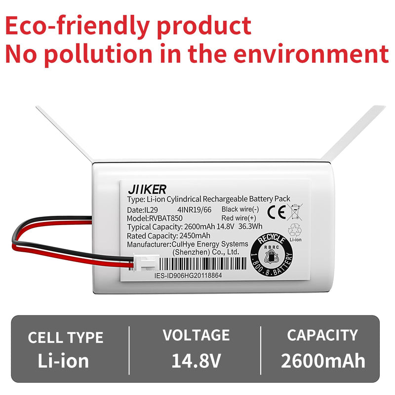RVBAT850 battery replacement for Shark ION//IQ/AI Robot RV1001AE RV1001 RV1000 RV1101ARUS RV2001WRUS RV871R RV851WV RV850BRN RV761 RV750_N AV753 AV752 RVBAT850 R75 R85 RV850 RV1000S RV1000VL Battery