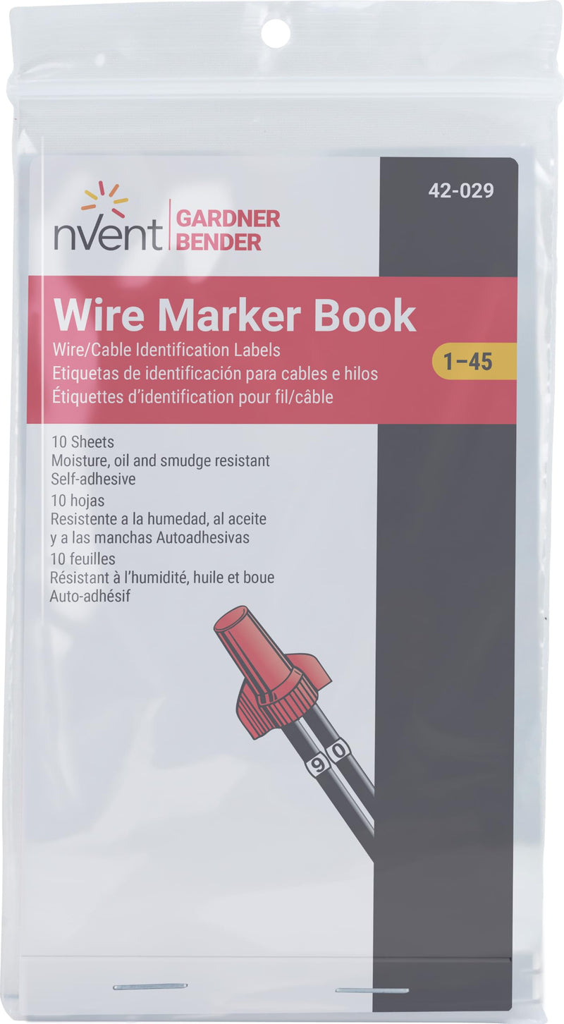 Gardner Bender 42-029 Pocket Wire Marker Booklet, White 1 - 45 Markers
