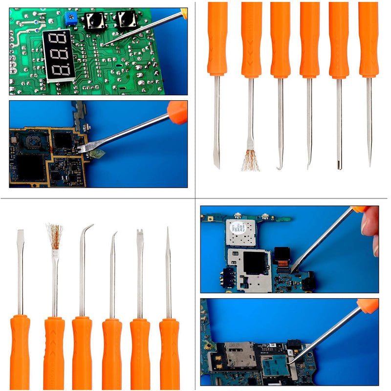 [Australia - AusPower] - Telituny Circuit Board Welding Tool Set, 6-Piece PCB Metal Soldering Aid Repair Kit for Circuit Boards, Precise Welding Tool Set, Assist Tools for Repairing, Installing, Disassembling, Cleaning 