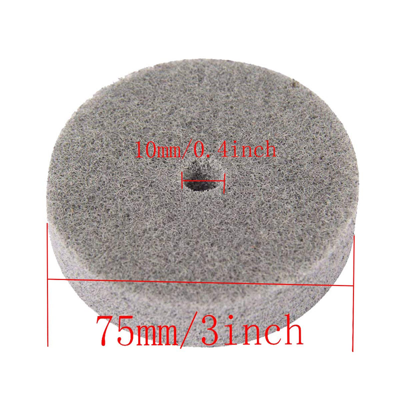 COMOK 10Pcs 75mm/3" Diameter Grit Nylon Fiber Polishing Buffing Wheel For Various Metal Parts (Dark Gray)
