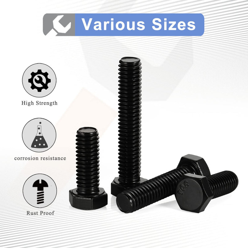 [Australia - AusPower] - 5/16-18 x 2-1/2“ Hex Head Bolts, Fully Threaded, Stainless Steel 304(18-8) Bolt, Black Oxide Finish, Quantity 10 5/16-18 x 2-1/2" 