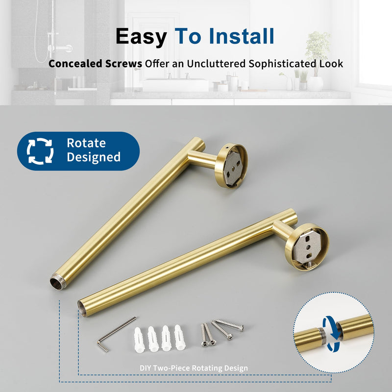 Brushed Gold Towel Bar, 24 Inch Towel Racks for Bathroom Wall Mounted, Thicken SUS304 Stainless Steel Heavy Duty Hand Towel Holder Organizer, Bathroom Accessories, Total Length 26.5 Inch Brushed Gold 26.4"