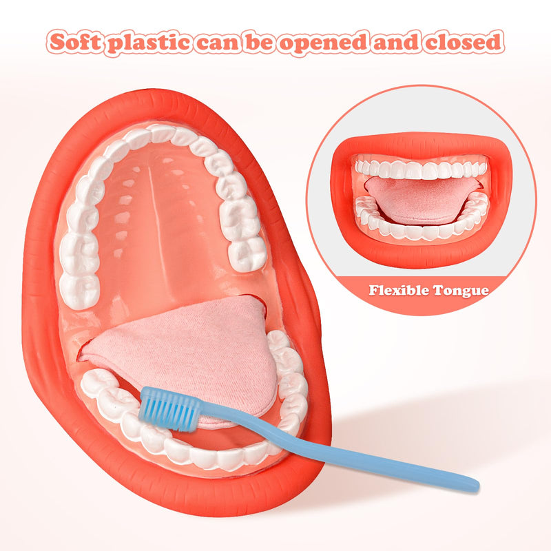 [Australia - AusPower] - Mouth Hand Puppet with Tongue for Kids Red Color, Mouth Puppet for Speech Therapy, Include Toothbrush 