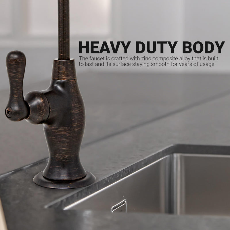 Metpure Non-airgap NSF Certified RO Faucet Reverse Osmosis Drinking Water Filtration System Water Dispenser Spout (Venetian Bronze). Vase Style with Faucet Wrench. Venetian Bronze