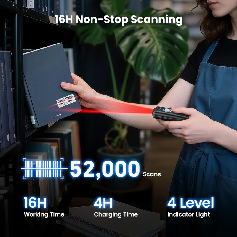 Eyoyo Mini Barcode Scanner Wireless: Portable 3-in-1 Bluetooth Bar Code Scanner with Battery Level Indicator, USB CCD Image Reader for Small Business Compatible with iPhone iPad Android POS Computer Gray