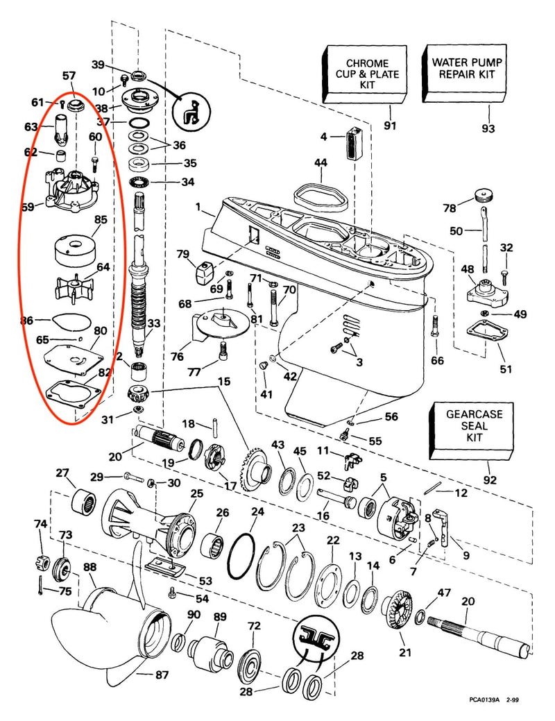 432955 Outboard Water Pump Repair Kit Replacement Evinrude Johnson 60-75 HP Boat Engine Motors 0432955 Sierra 18-3389