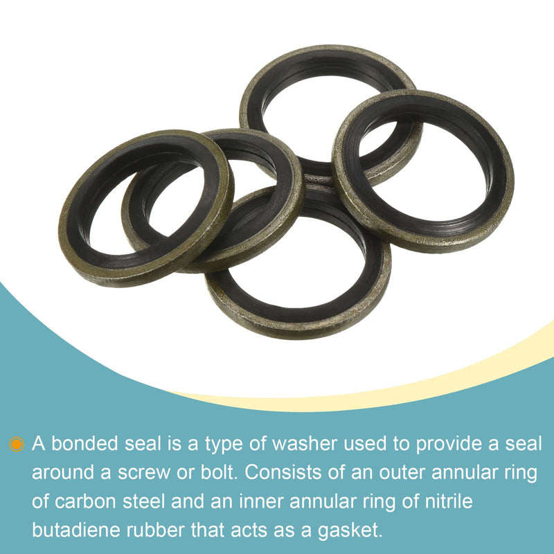 [Australia - AusPower] - MECCANIXITY Bonded Sealing Washers M14 19.5x14x2mm Carbon Steel Nitrile Rubber Gasket, Pack of 10 