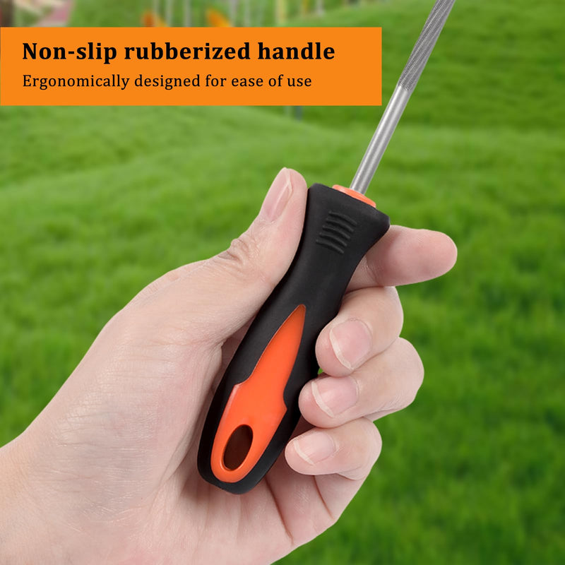 [Australia - AusPower] - Pack of 8 File for Chainsaw, 4 mm, Chainsaw File, Saw Chains, Round File with Plastic Handle, Hard Steel, Round File for Repair and Sharpening 3/8 Inch Chainsaws Lawn Mower 