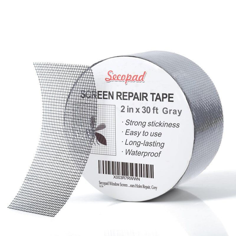 Secopad 24 PCS Grey Patented Anti Slip Shower Stickers and 2 in X 30 FT (360IN) Grey Window Screen Repair Tape