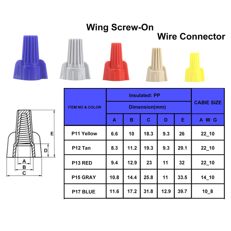 [Australia - AusPower] - 100pcs Winged Wire Nuts Connectors,Yellow 22-10 AWG Easy Twist-on Electrical Screw Wire Caps (P11 Yellow) P11 Yellow 