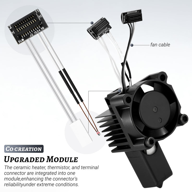 P1P P1S Hotend Complete Kit, Complete Assembly for Bamboo Lab P1 Series 3D Printer, 0.4 mm Hardened-Steel Nozzle, Ceramic Heater, Thermistor, Fan and 3D Printers Extruder Heating Block Replacement P1 series Hotend 0.4mm