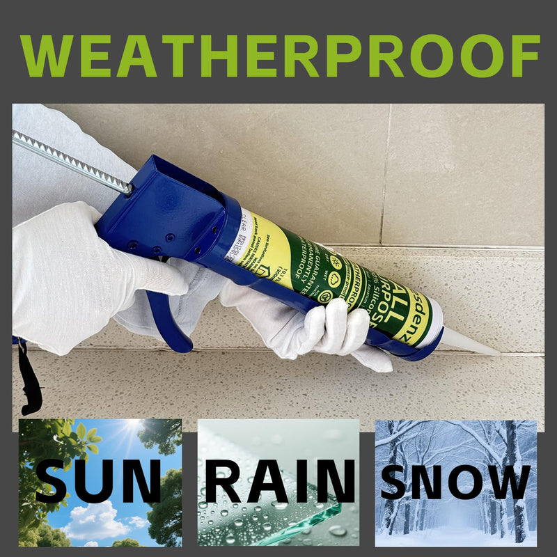 [Australia - AusPower] - Gray Universal Silicone Caulk, 100% Silicone Sealant Outdoor Waterproof, Flexible Cartridge Adhesive Caulking for Aquarium RV Roof Window Door Kitchen Bathroom Bathtub Shower Seal, 10.1 Oz, 1 Pack 