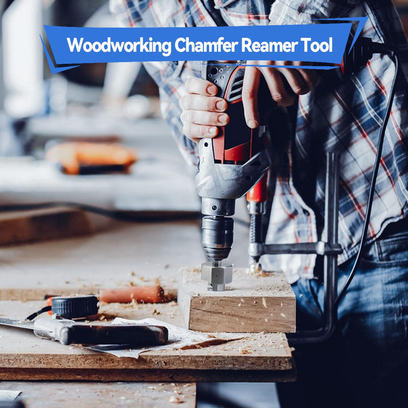 [Australia - AusPower] - Dog Hole Chamfer Reamer Tool, Workbench Dog Hole Shaping Trimmer T10 Alloy Blade Stainless Steel 9mm Hex Shank for 19mm/20mm Woodworking Dog Holes Polished Finish for Electric Drills (19mm) 