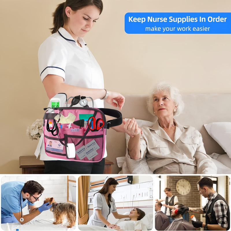 [Australia - AusPower] - Nurse Fanny Pack,Medical Waist Bag Medical Gear Pockets Storage for Stethoscopes,Utility Waist Storage Bag,Adjustable Waist Strap，Bandage Scissors and Other Medical Supplies（Black） Black 