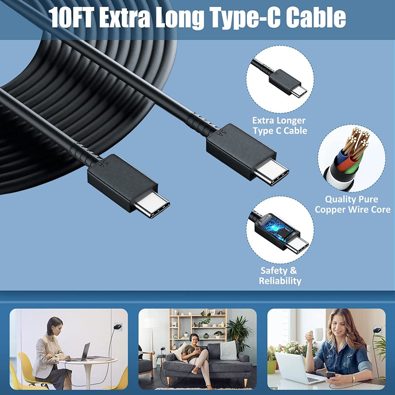 [Australia - AusPower] - USB C Fast Charger, 45W Samsung Super Fast Charger Type C Android Phone Charger Block with 10FT Long Type C Fast Charging Cable for Samsung Galaxy S24 Ultra/S24/S24+/S23 Ultra/S23/S23+/S22, Galaxy Tab Black 