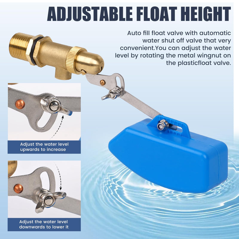 Brass Float Valve for Water Trough Stock Tank,3/4 Inch Automatic Water Level Control Pond Farm Livestock Cattle Goat Horse Livestock Waterer Pool Auto fill Float Valve (3/4" 2PCS) 3/4" 2PCS