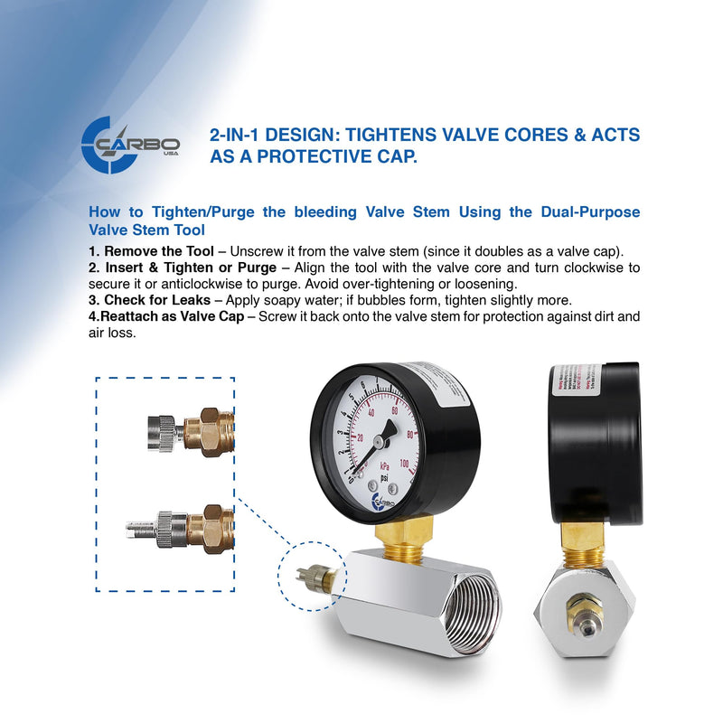 [Australia - AusPower] - Gas Test Pressure Gauge 15 Pound, 15 PSI / 100 kPa, 3/4” FNPT Connection, Brass Valve, Chrome Plated Steel Body Assembly. 0-15 psi 