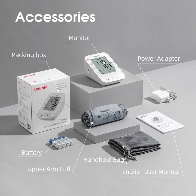 [Australia - AusPower] - yuwell Blood Pressure Monitor for Home Use, Digital Monitors with Wide Range Arm Cuff, 99 Memories and Voice Broadcating, Batteries and AC Adapter inluded, Style 660 Series 