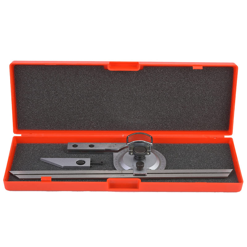[Australia - AusPower] - Universal Bevel Protractor, 0-360 Degrees Stainless Steel Angle Measuring Ruler Tools with Magnifying Glass for Internal and External Angle Measurement 