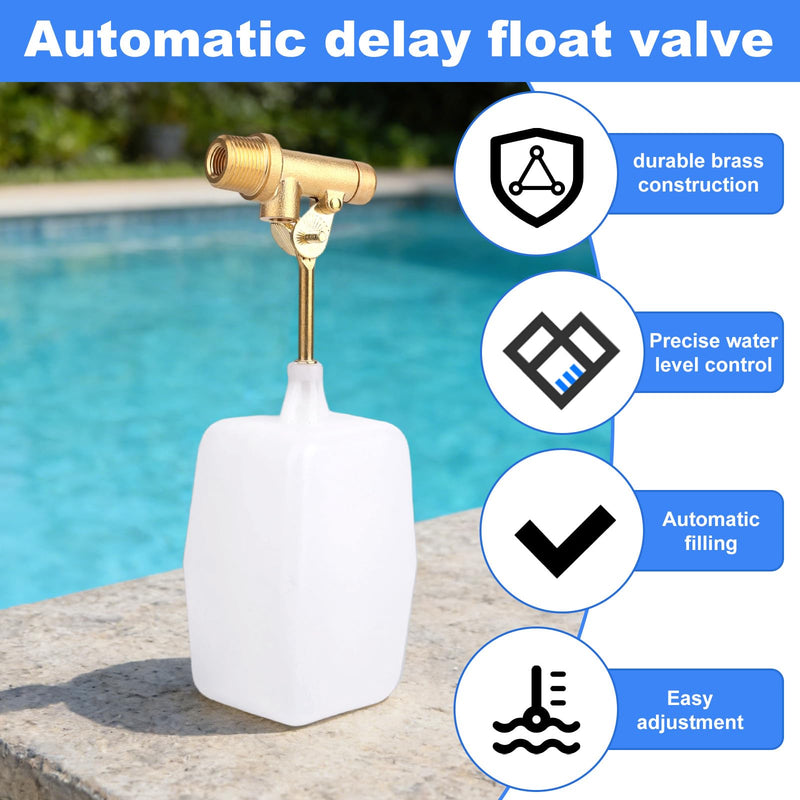 [Australia - AusPower] - 3/8" Water Float Valve, Automatic Water Level Control Valve with Adjustable Arm for Pools Fountains Tanks & Auto-Fill Systems 