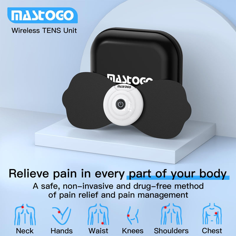 [Australia - AusPower] - Wireless TENS & EMS Unit Back Pain Relief Massager - APP Controlled Bluetooth EMS Muscle Stimulator Machine for Back Shoulder Leg Neck Pain Relief (Black) Black 