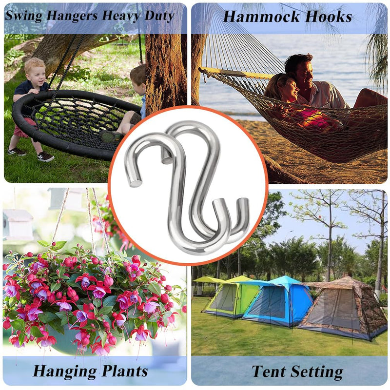[Australia - AusPower] - 304 Stainless Steel S Hooks Heavy Duty,Outdoor Rust-Free Strong Industrial Grade Quality Utility Hooks 3.2 Inch /2 Pack 2 
