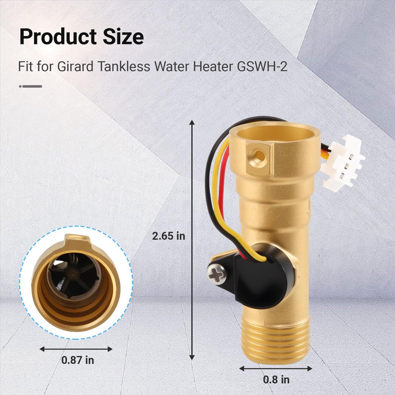 Water Flow Sensor Fit for Girard Gas GSWH-2 Tankless Water Heater, Water Heater Water Flow Sensor, Replace 2GWH-24 2022107584