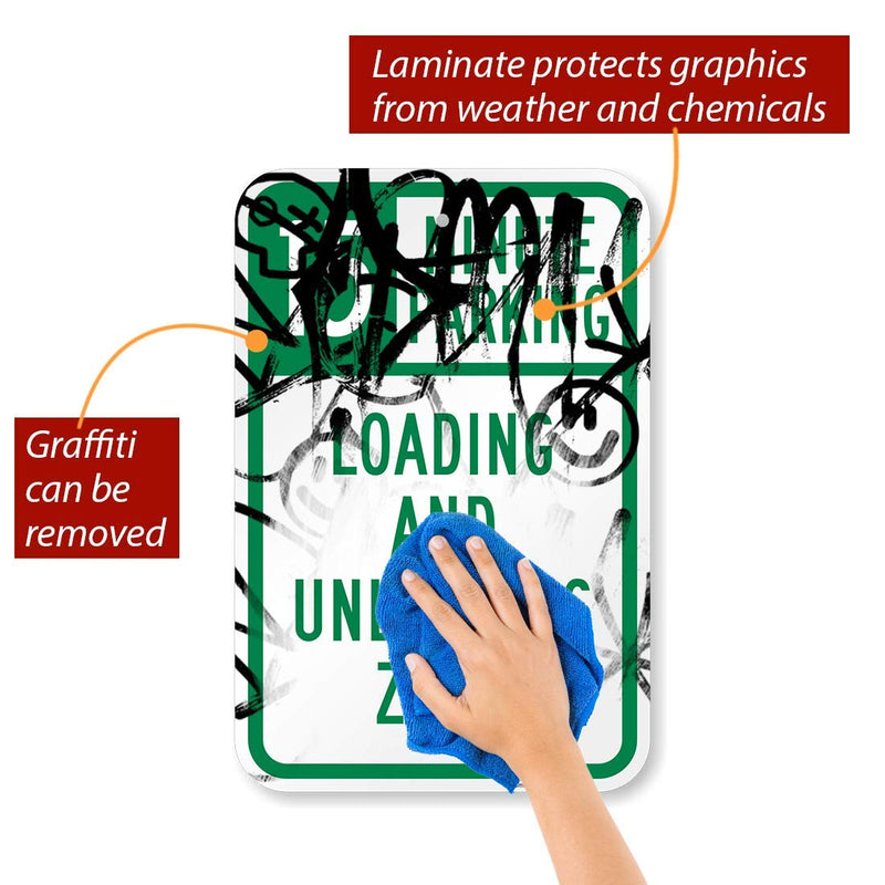 SmartSign "15 Minute Parking, Loading And Unloading Zone" Sign | 12" x 18" Aluminum 12" x 18"