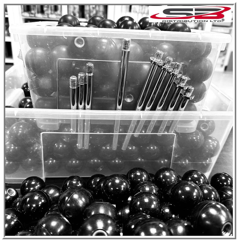 [Australia - AusPower] - SBDs Black Phenolic ABS Plastic Ball Knob Female | 3/8"- 16 Thread Pitch 15/16" depth 1-3/8" Diameter, 1-1/2" Height w/Brass coated metal Insert Heavy Duty 1.02 Oz 