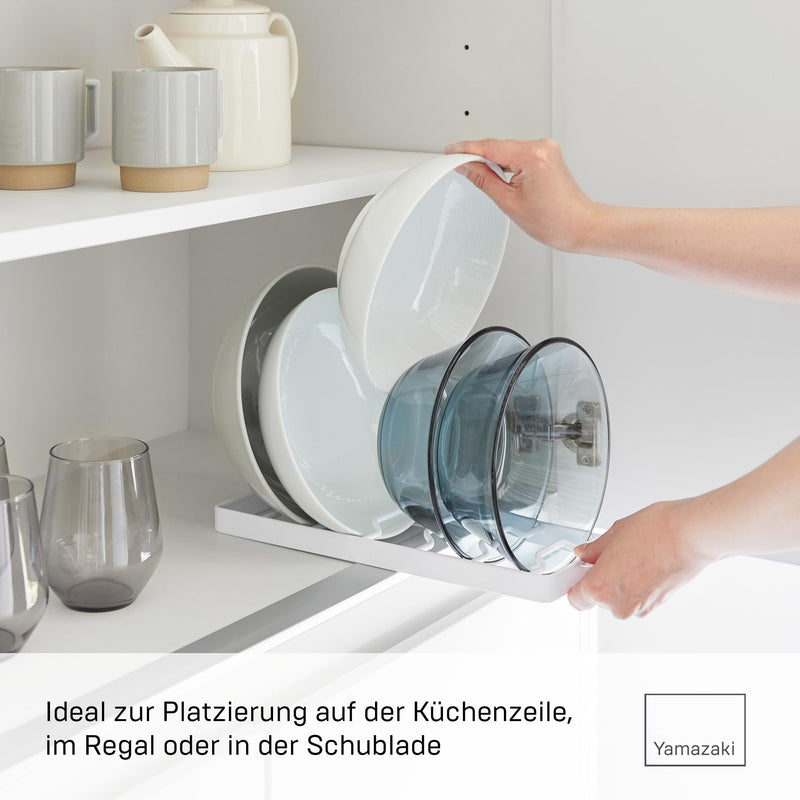 Yamazaki 1373 Tower Bowl Storage L, White, Steel, Minimalist 32 x 11 x 2.5 cm (L x W x H) | Steel, with non-slip silicone feet, organizer for shelves and drawers, 11 x 32 x 2.5 cm, Japanese design