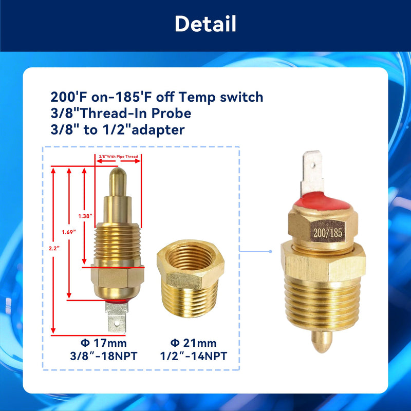 [Australia - AusPower] - Electric Fan Relay Kit 60 AMP Waterproof Relay Kit with Temperature Sensor Switch 200 On 185 Off Single Fan 200 On 185 Off 
