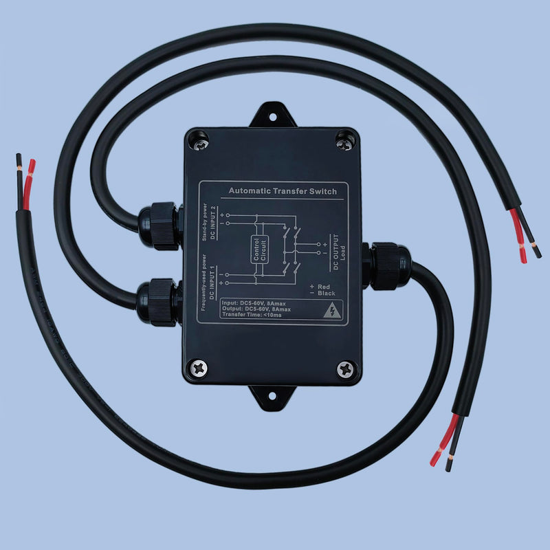 Automatic Transfer Switch DC 60V 5A ATS Auto Transfer Switch,Generator Transfer Switch for RV Camping,Surveillance System,Refrigerator.(DC Double Switching Dual power switch DC