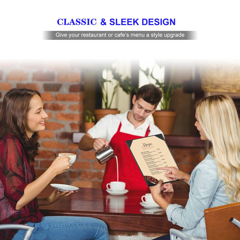 [Australia - AusPower] - Menu Covers Holders 8.5x11 Inch, Black Leather Menu Holder Covers Single View Page Panel for Restaurant,Wine List, Drinks, Cafes, Bar, Hotel(8.5x11 inch/Single View /1 pack) 8.5" X 11" / Single View/ 1pack 